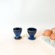 duo de coquetiers en grès / céramique bleue années 70