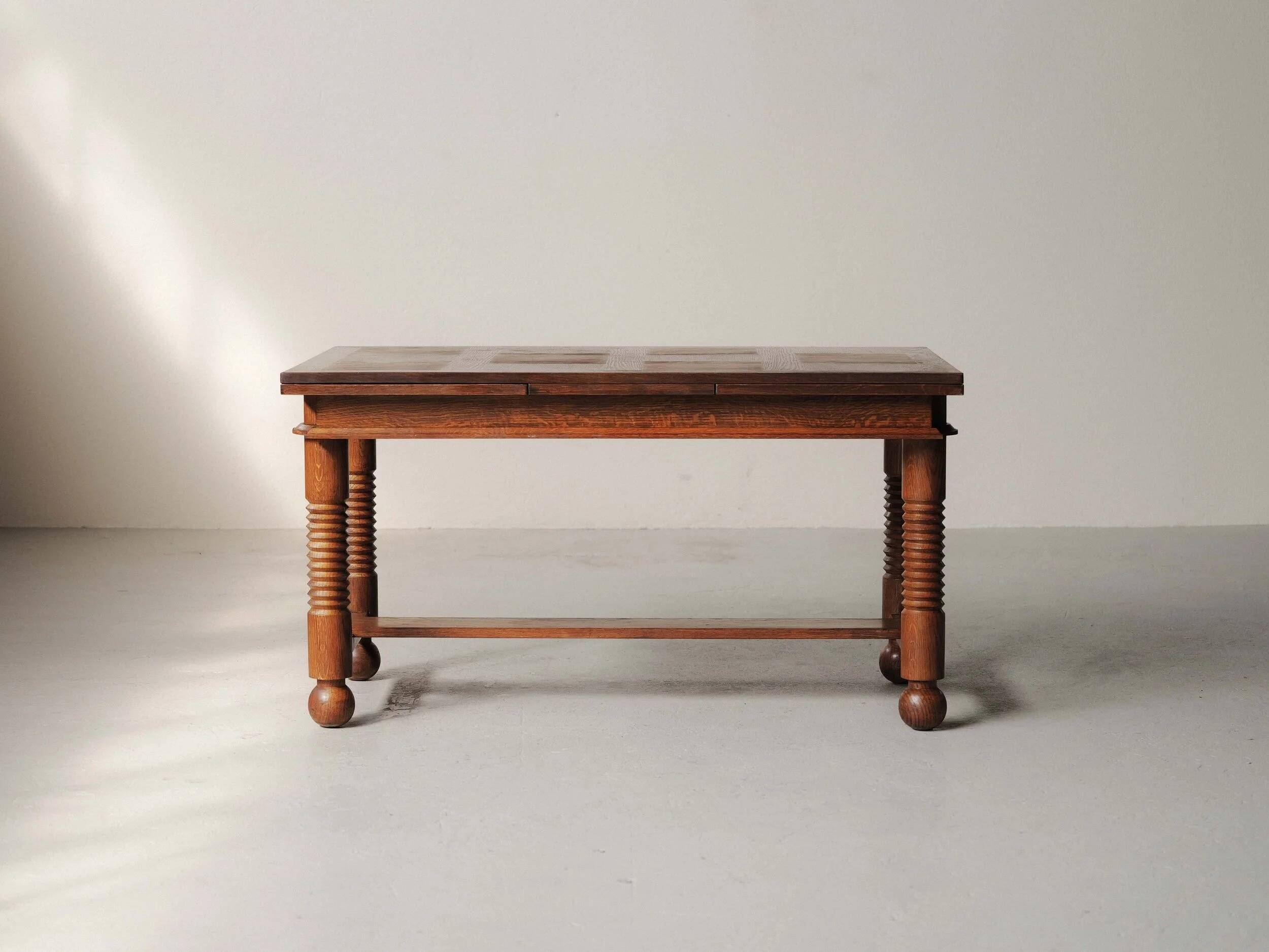 Modernist oak dining table, France, 1940–1950
