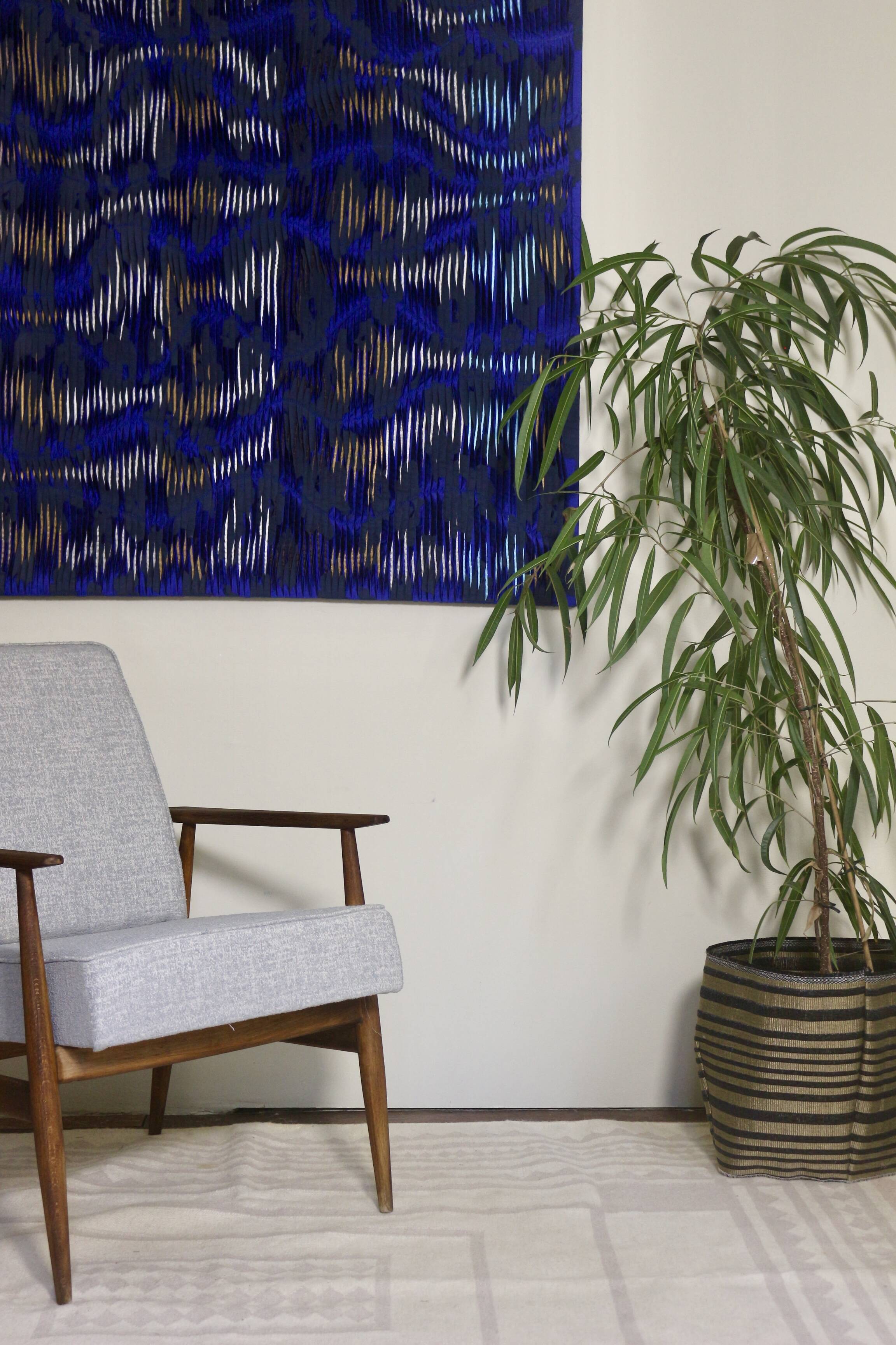 Tableau texturé contemporain Bleu imprimé  Ref cobalt