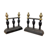 Antique Cast iron and brass fireplace andirons