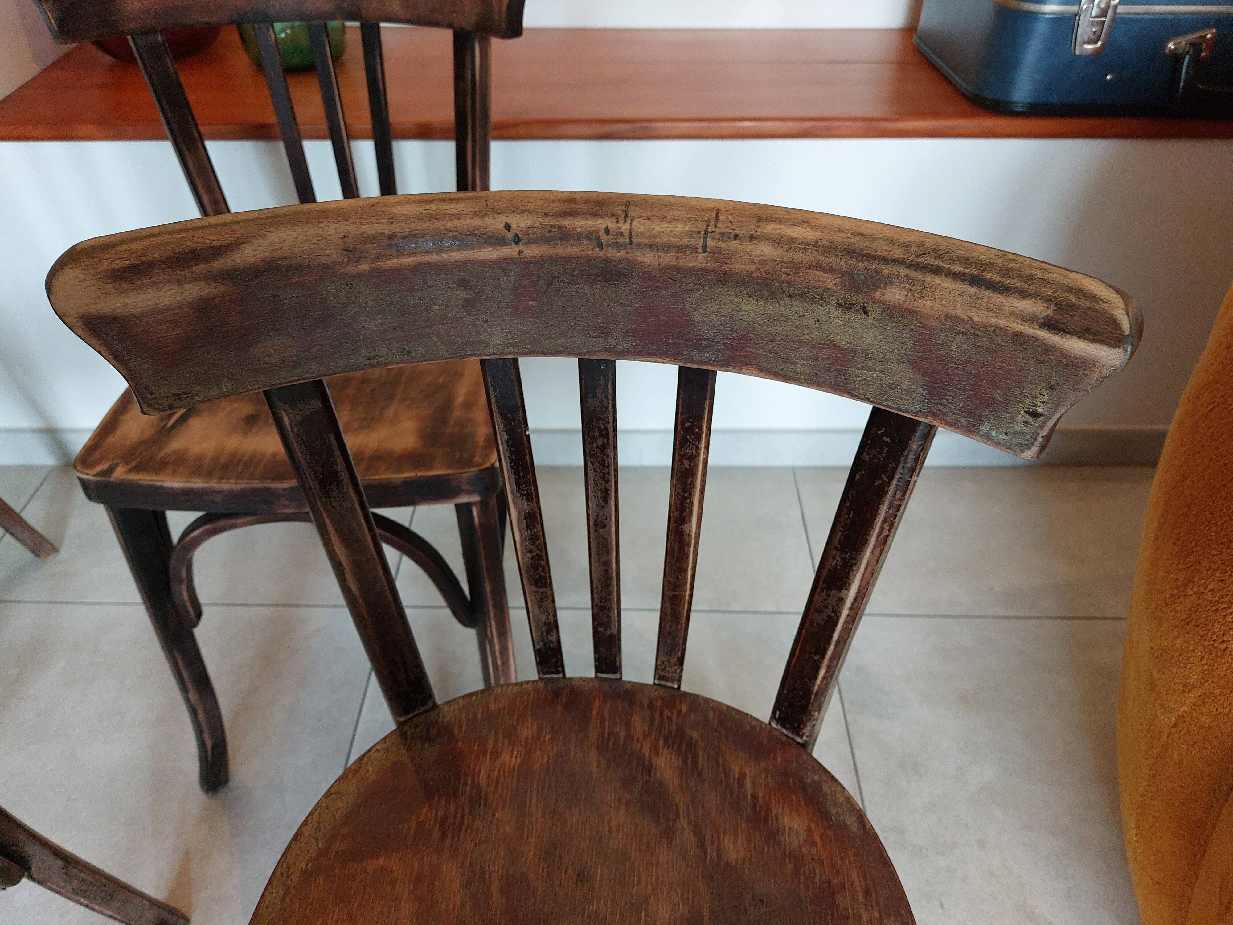 4 dark Luterma bistro chairs, sanded. Painting possible.