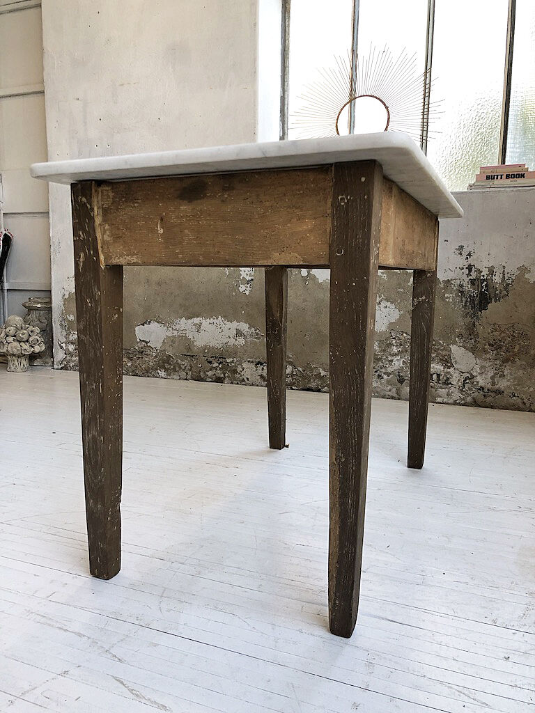 Oak and marble farm table