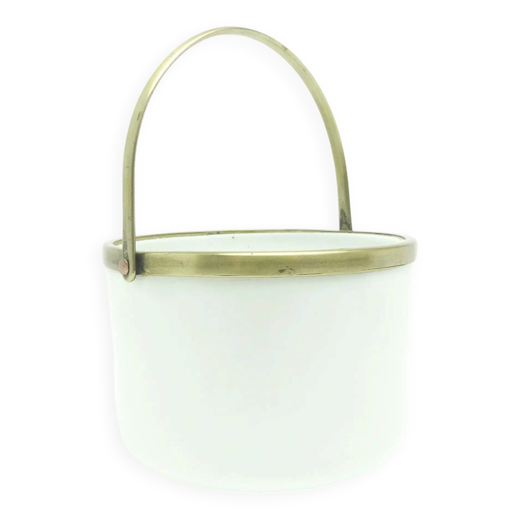 Biedermeier sugar bowl, brass and latticino glass, Bohemia, Poland, 19th century