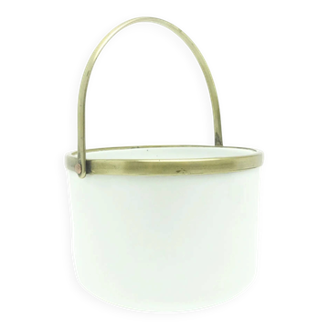 Biedermeier sugar bowl, brass and latticino glass, Bohemia, Poland, 19th century