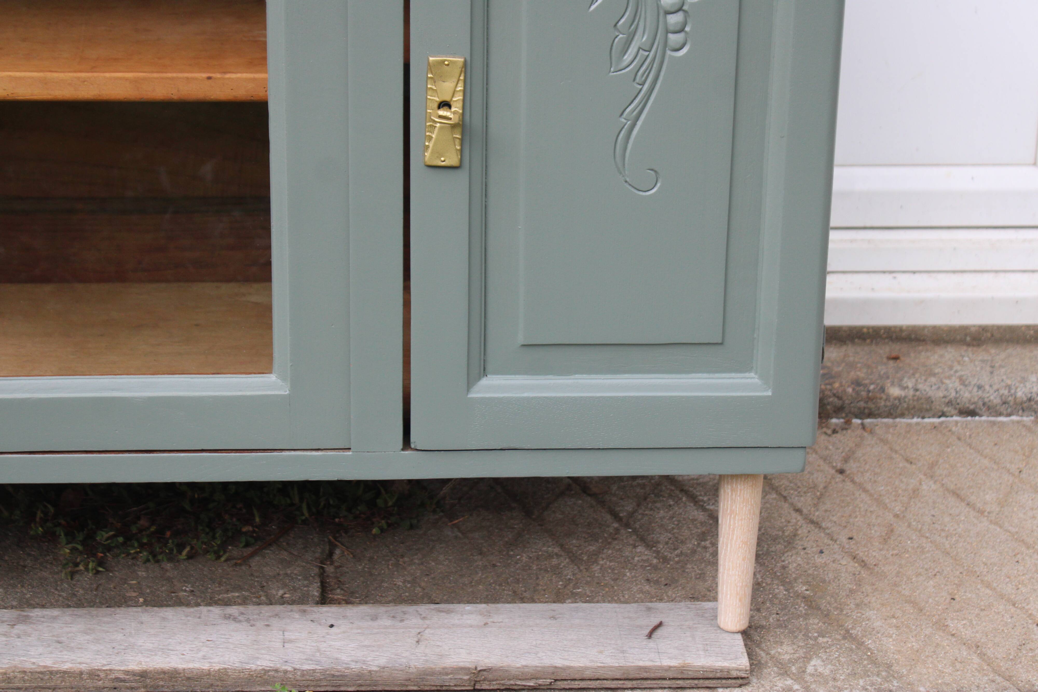 Renovated vintage sideboard with khaki paint – Haussmann chic & bohemian style