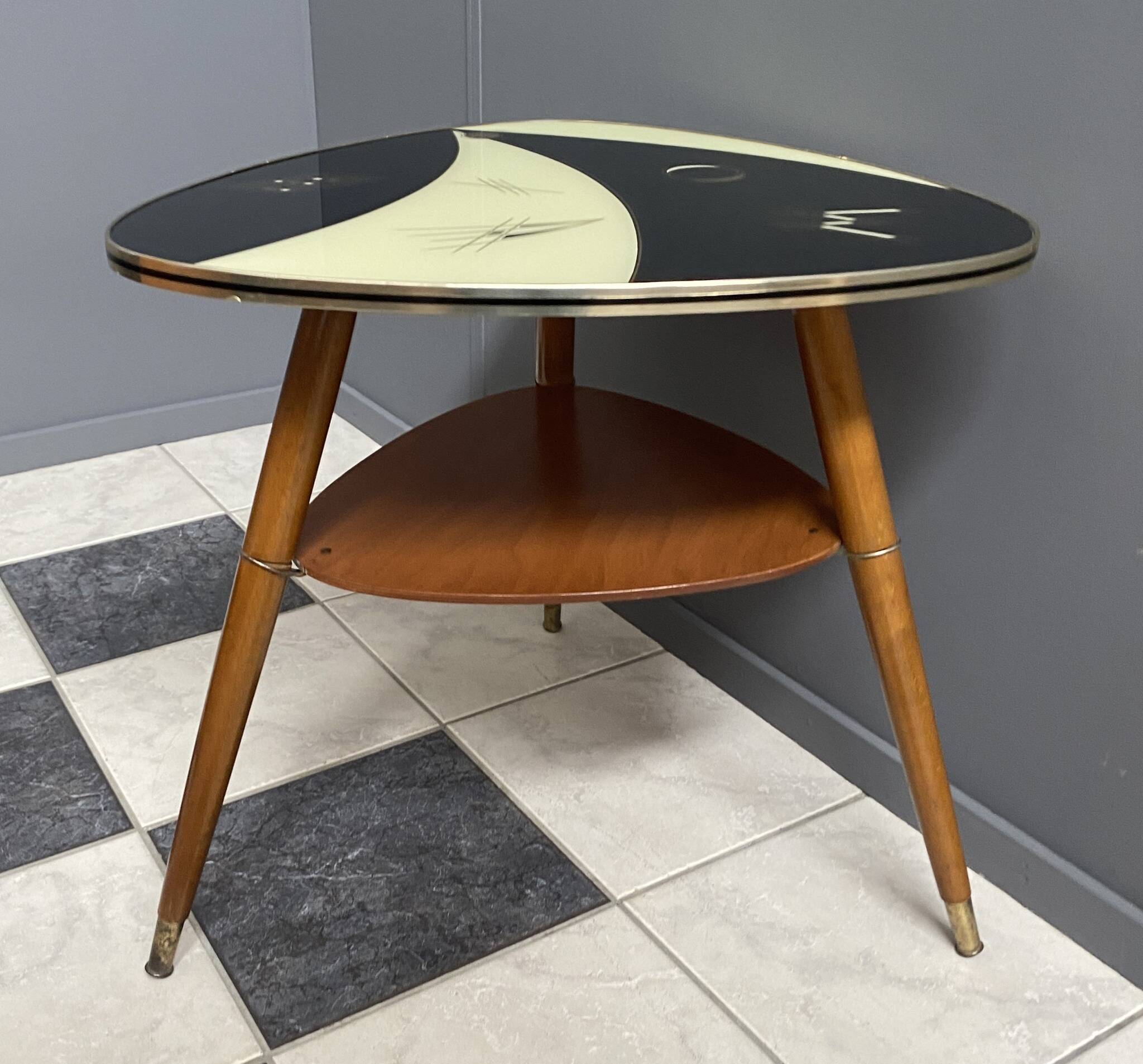 Triangular glass table from the 1960s