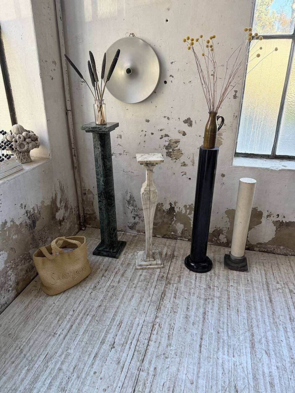 Set of 4 marble columns or pedestals.