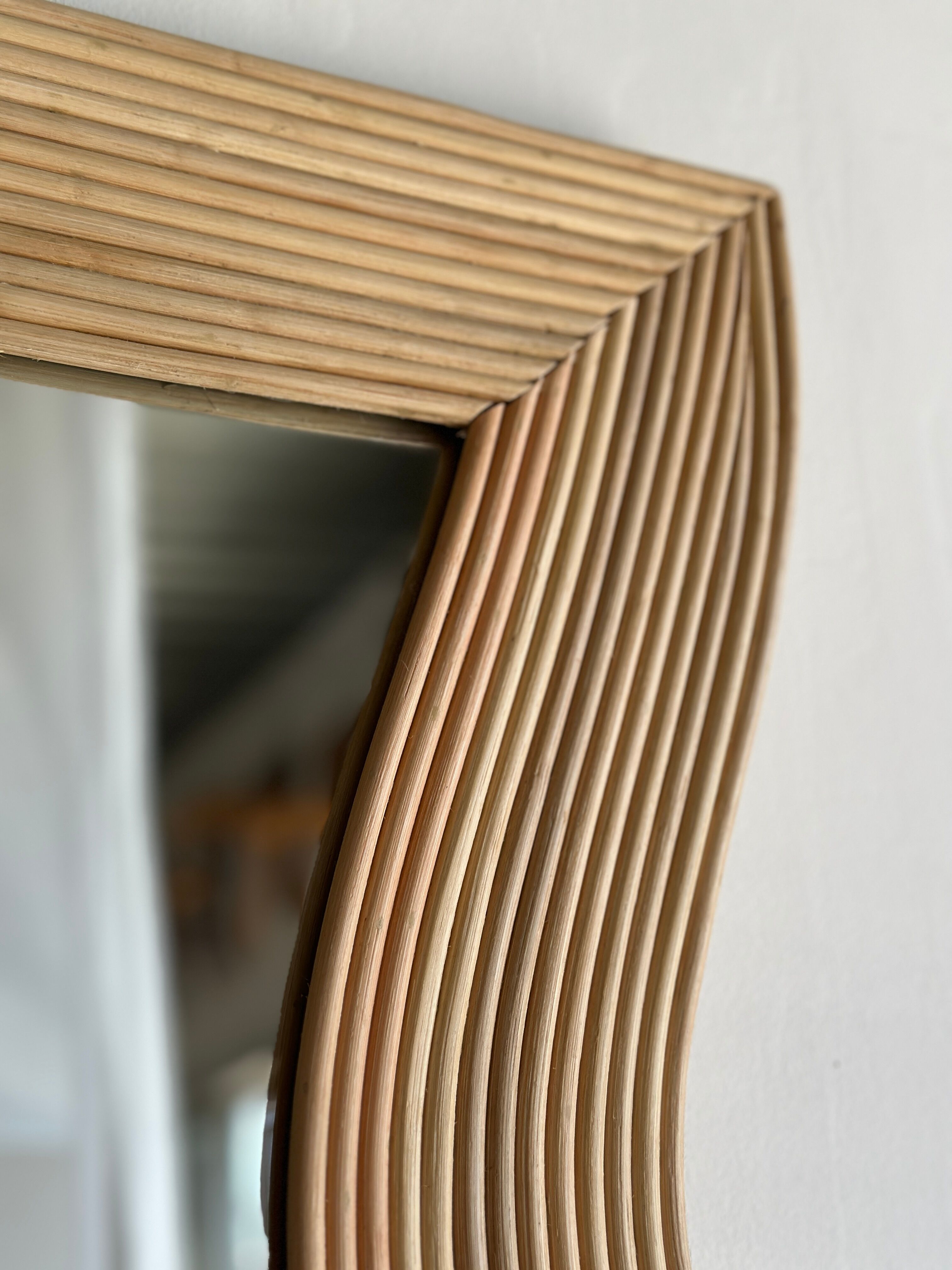 Zigzag rattan foot mirror H:182cm