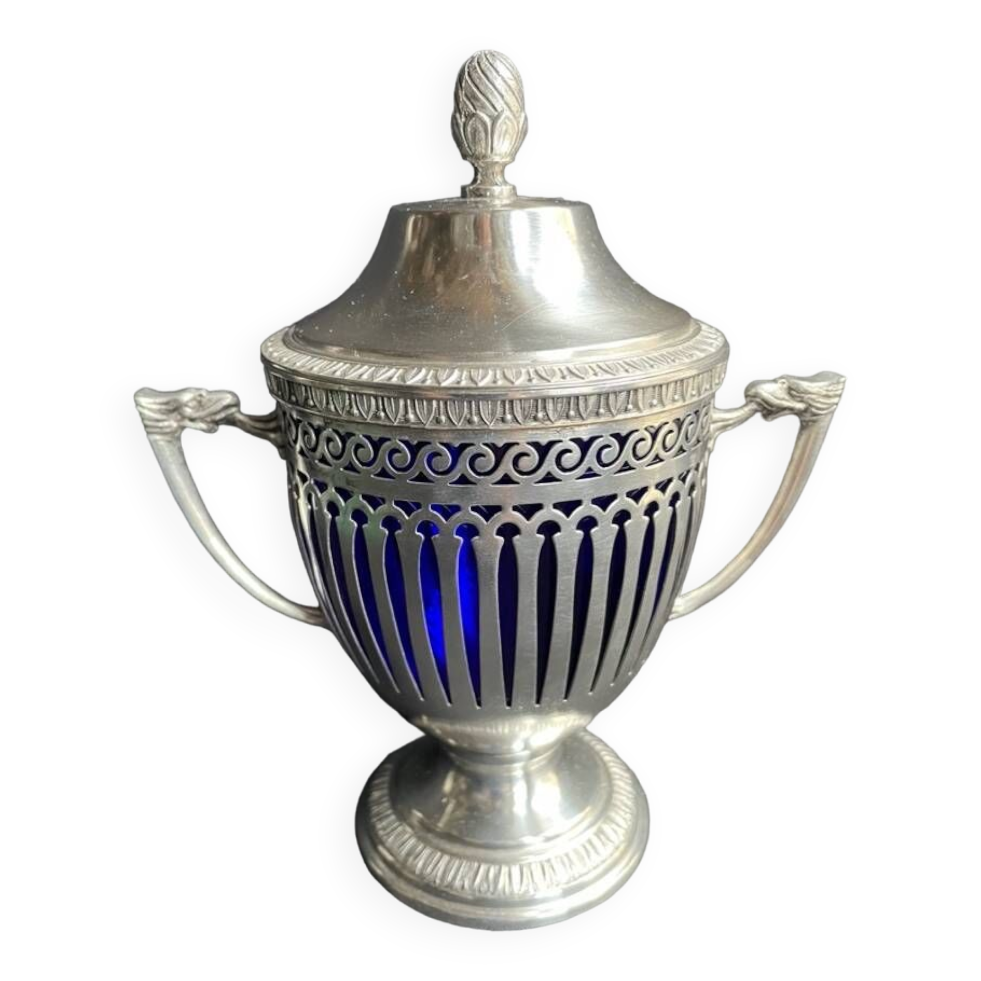 Drageoir, jam maker – Silver metal and blue crystal