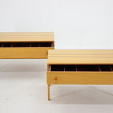 Paire de commodes en bouleau des années 1970, Tchécoslovaquie