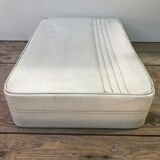 Old white leather case with vintage 70s leather handle