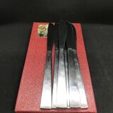 Box of 6 English silver metal knives