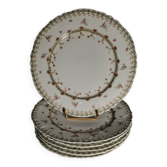 6 assiettes plates en porcelaine Haviland et Co tampon Bourgeois