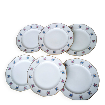 6 flat plates in Limoges porcelain