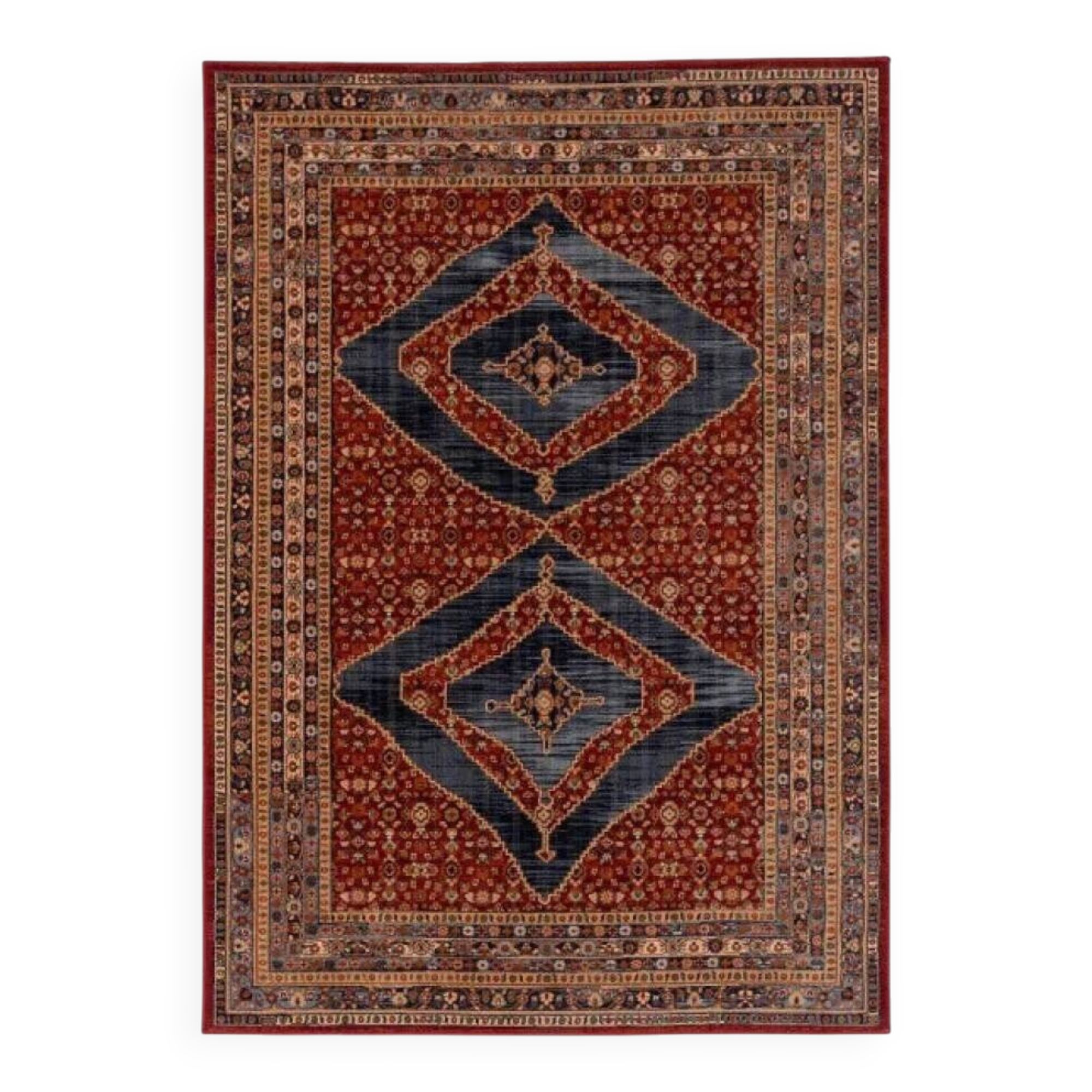 Red diamond-patterned oriental rug