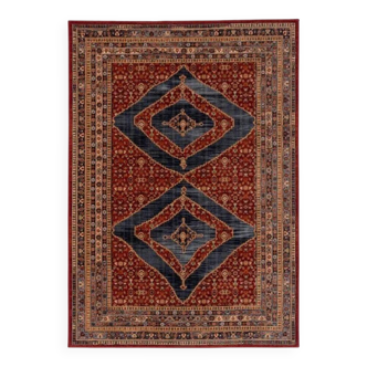 Red diamond-patterned oriental rug