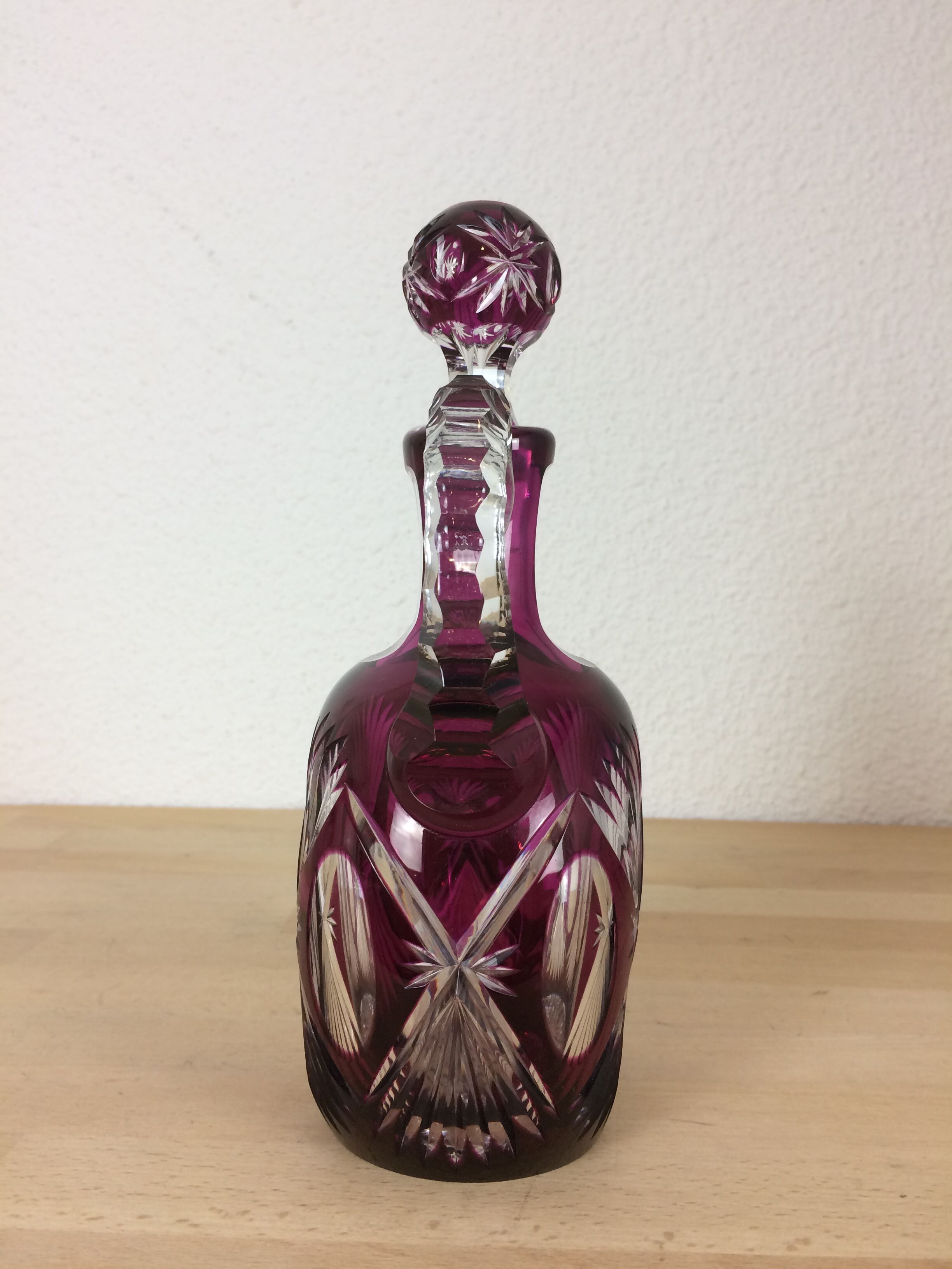 Val Saint Lambert double-layer red cut crystal carafe