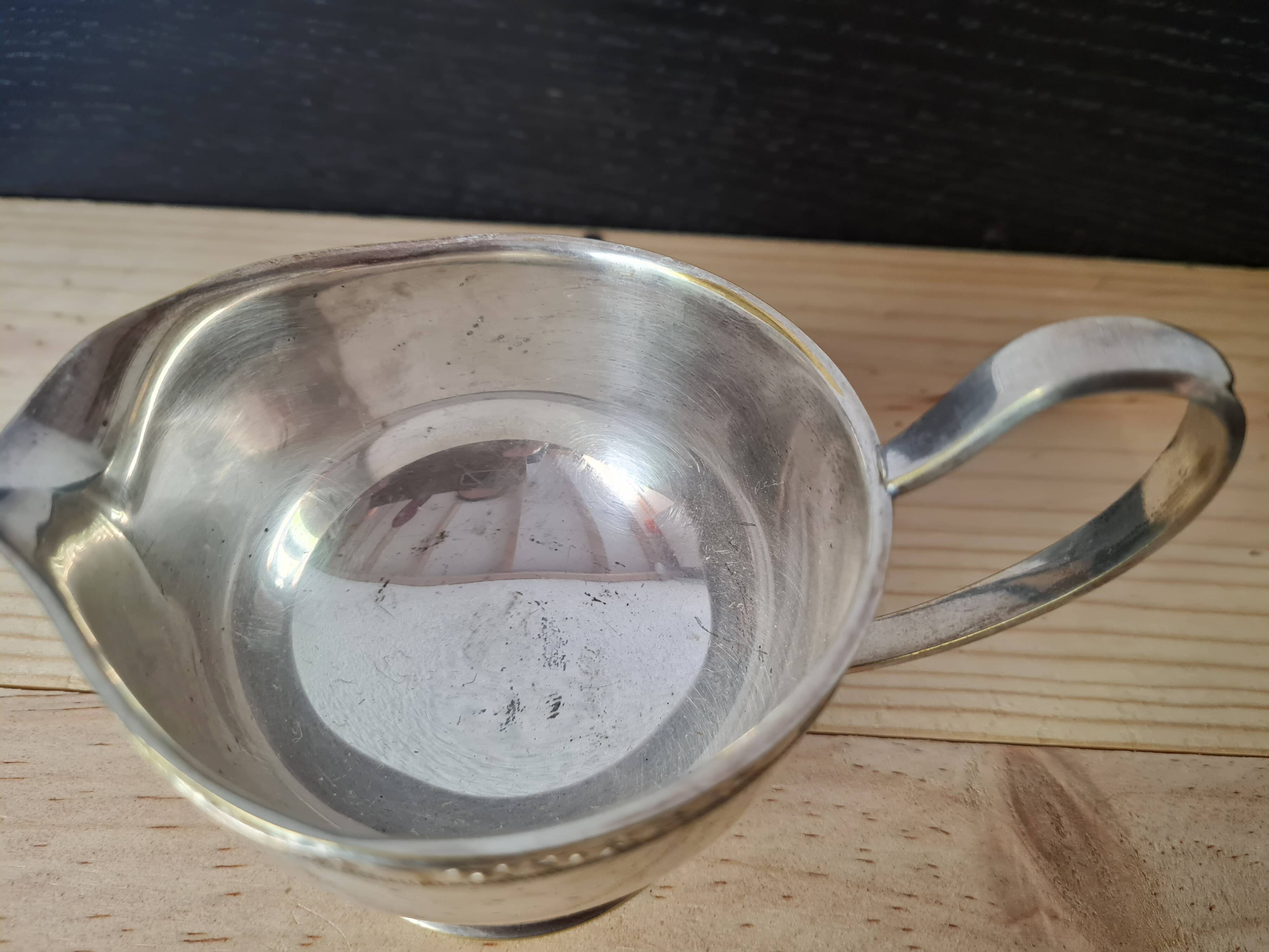 Silver metal saucière signed