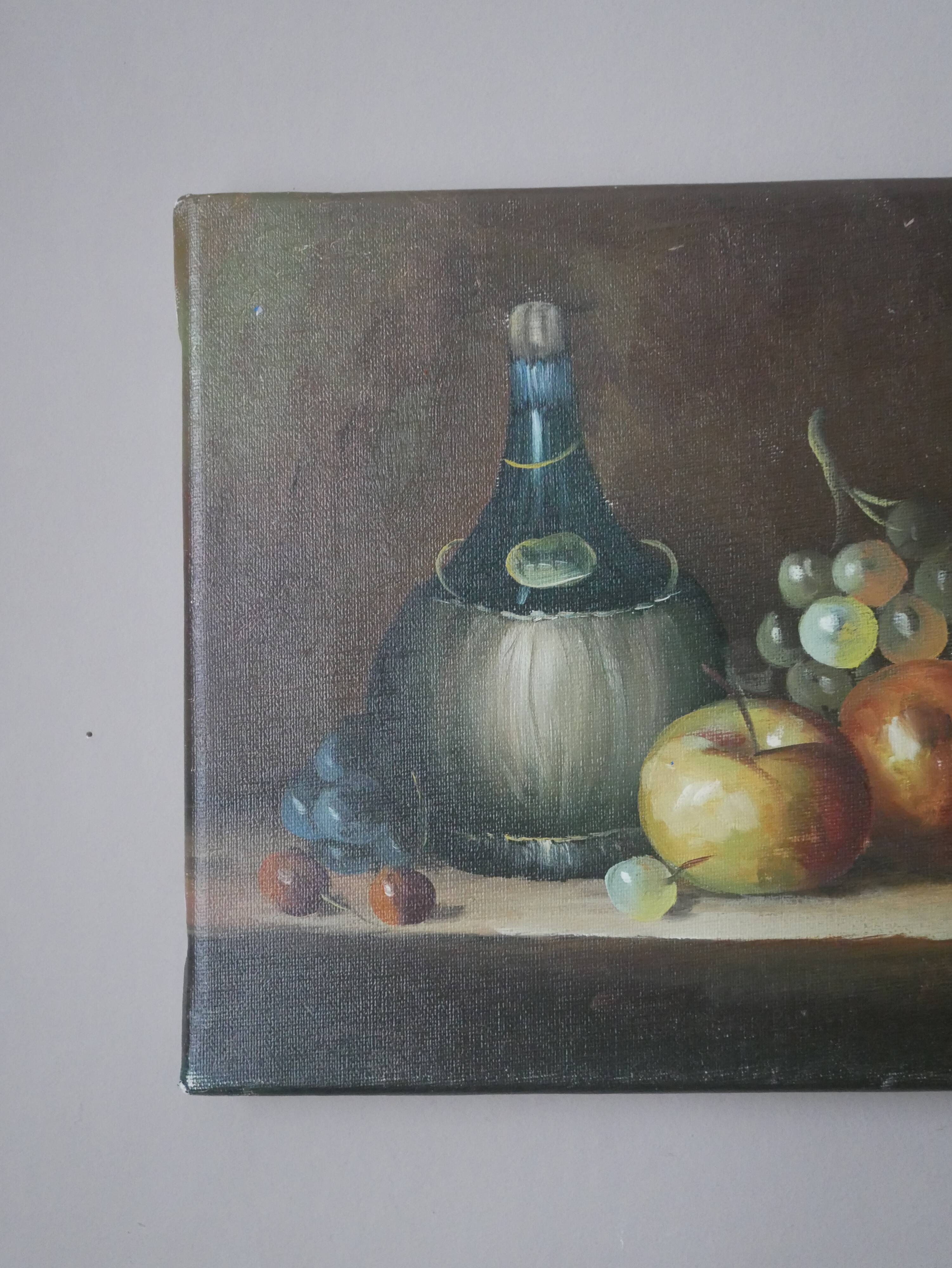 Old oil painting on canvas still life W. Jenkins countryside decoration