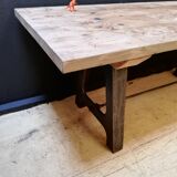 Table in wood and cast iron, industrial style, vintage