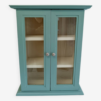 Vitrine murale 2 portes verte et beige