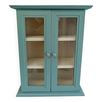 Vitrine murale 2 portes verte et beige