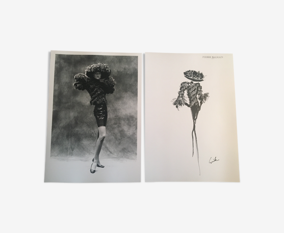 Illustration vintage de mode Pierre Balmain & photographie
