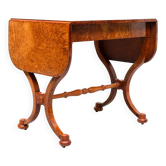 Table de bureau ou de canapé antique en placage de bois de ronce de style Empire hollandais