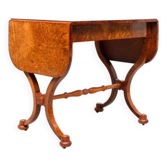 Antique Dutch Empire Burl Wood veneered desk or sofa table