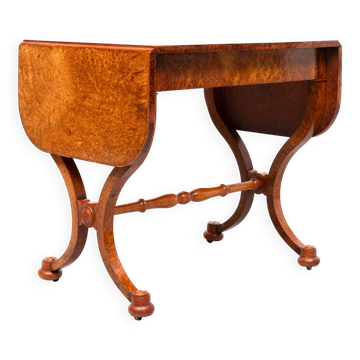 Antique Dutch Empire Burl Wood veneered desk or sofa table