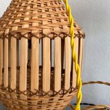 Pendant lamp, fabric cable 2 m, Asian bamboo, 1980