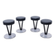 Set of 4 stools Model "Dry Martin" by Pedro Miralles for Akaba in metal and leather, 1980