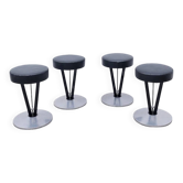 Set of 4 stools Model "Dry Martin" by Pedro Miralles for Akaba in metal and leather, 1980