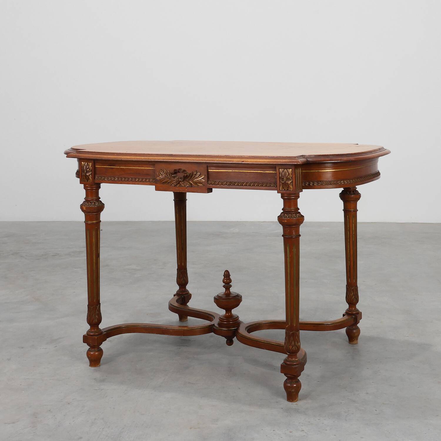 French Empire‑Style Oak Side Table with Gilt Details, ca. 1900