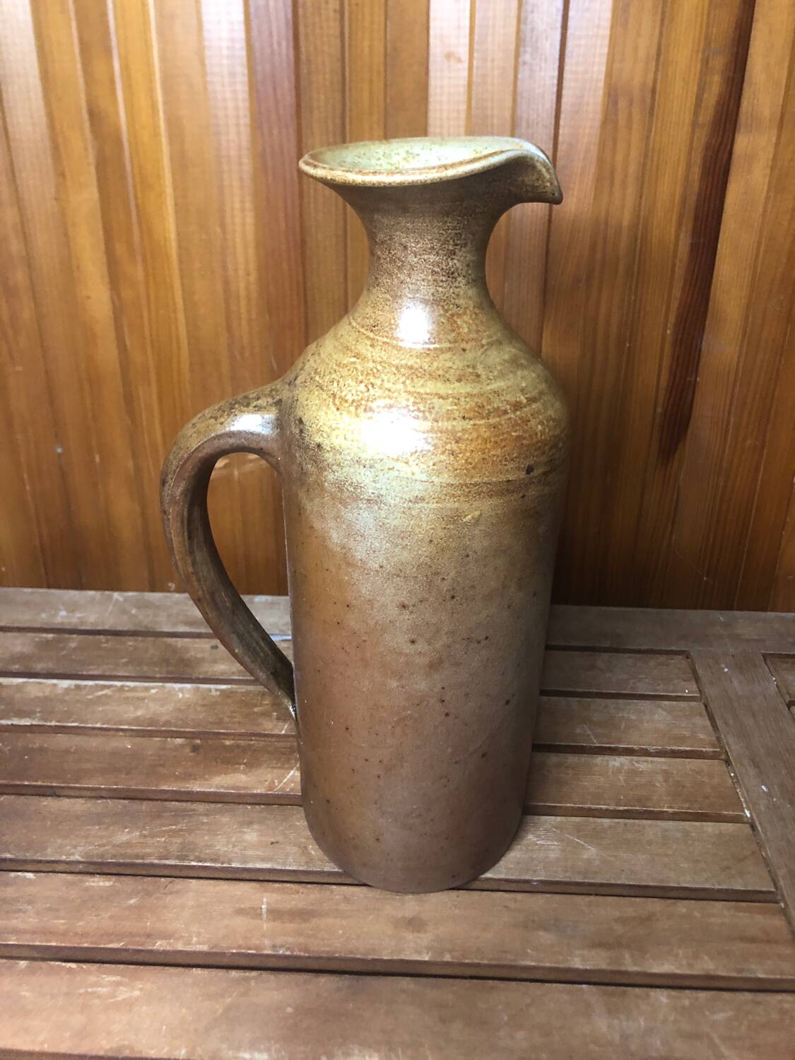 Old vintage brown beige sandstone pitcher