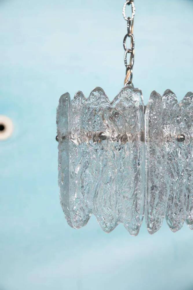 Orrefors Vintage Glass Suspension, Space Age lamp by Fagerlund