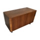 Vintage storage cabinet box on feet with sliding curtain