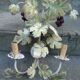 Large painted metal wall lamp with two arms vine/grape decoration