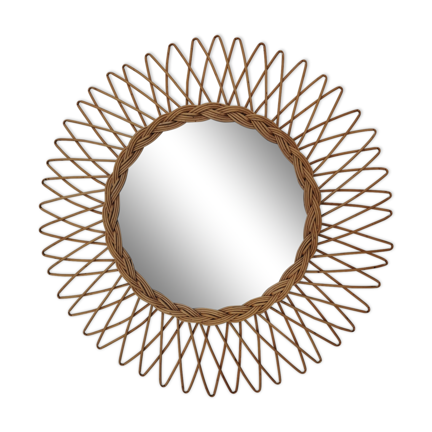 Miroir soleil en rotin 56cm