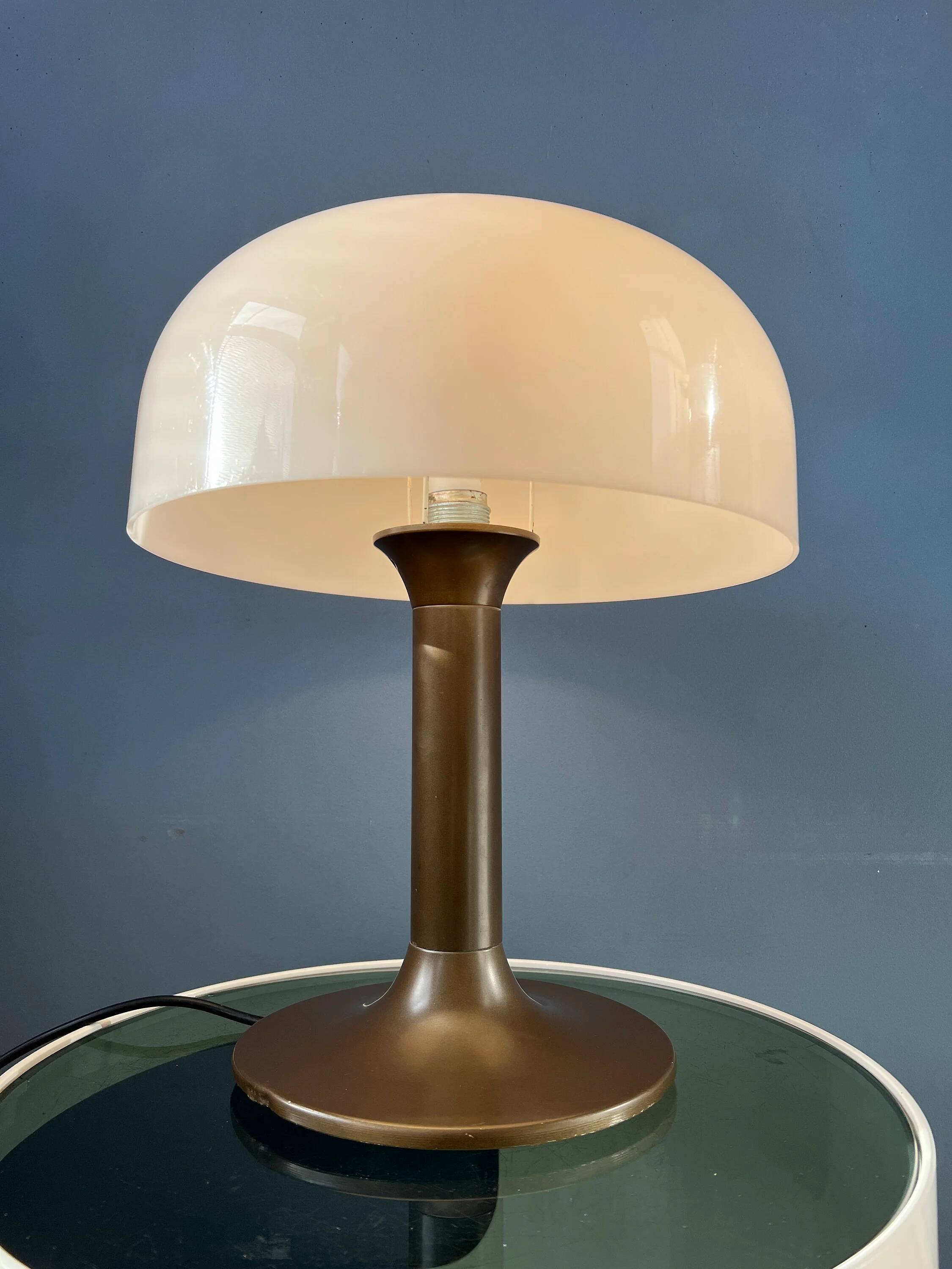 Brown and white Space Age Mid-Century mushroom table lamp