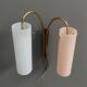 Brass wall lamp with a pink and a blue glass shade 1960s