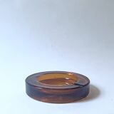 Amber pressed glass ashtray, 1970s design.