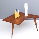 Irregular Shaped Cherrywood Veneer Coffee Table Attr. to Gio Ponti, Italy