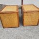 Pair of vintage maugrion rattan nightstands with drawers