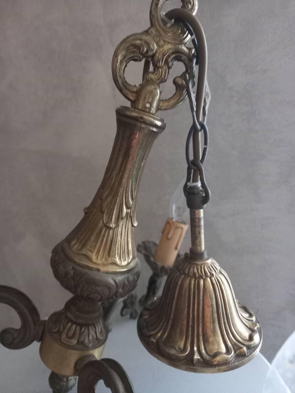 Bronze chandelier.