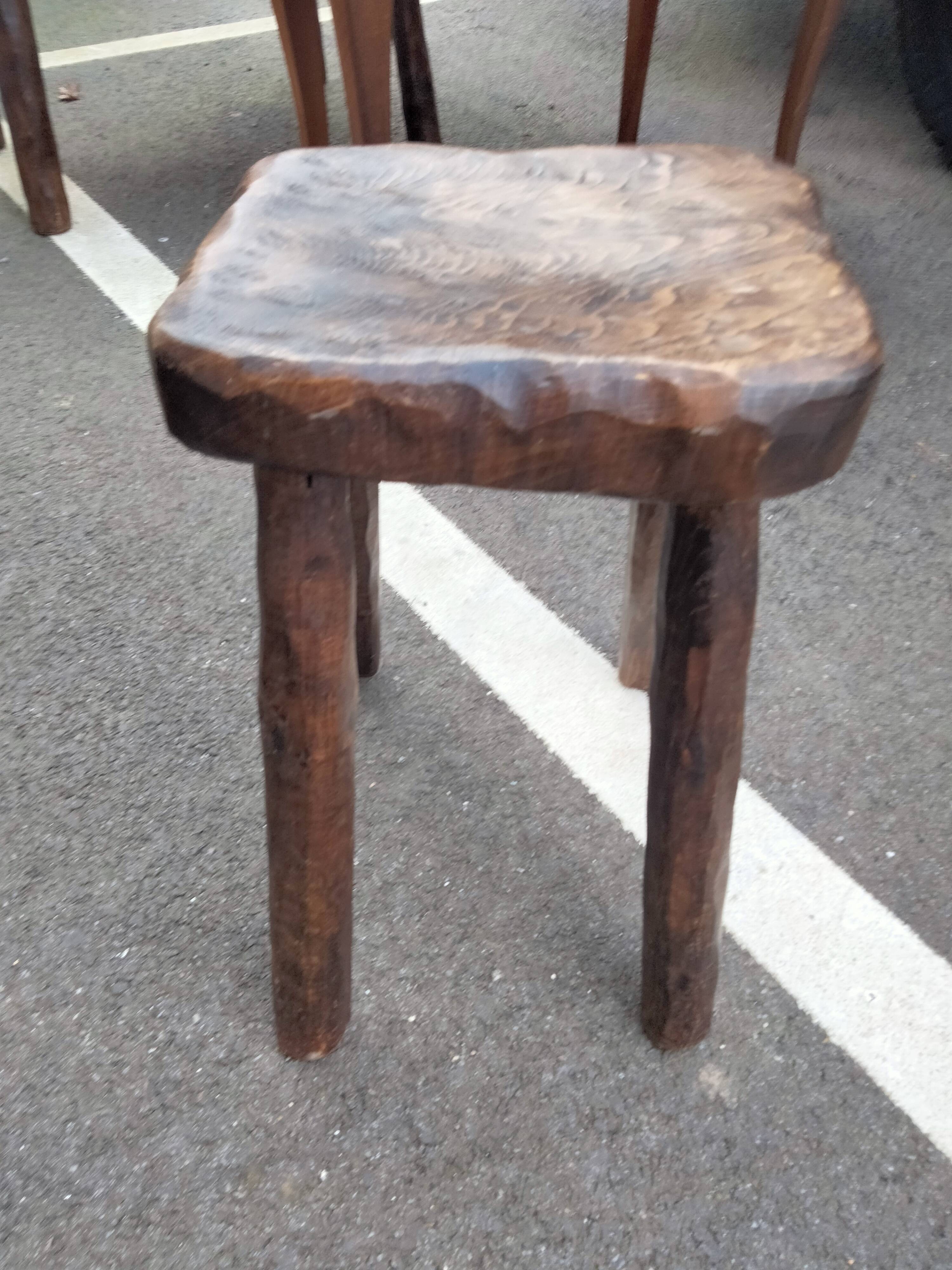 Pair of antique wooden chair stools vintage tree trunk décor