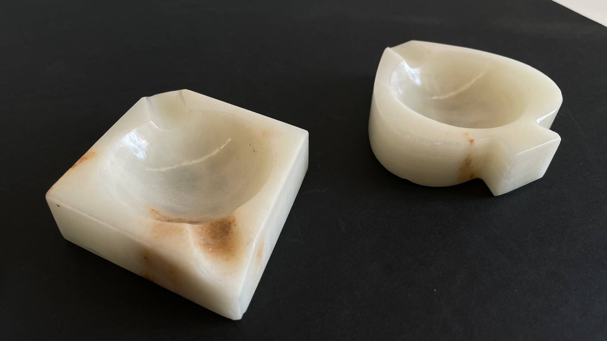 Vintage playing cards onyx ashtrays