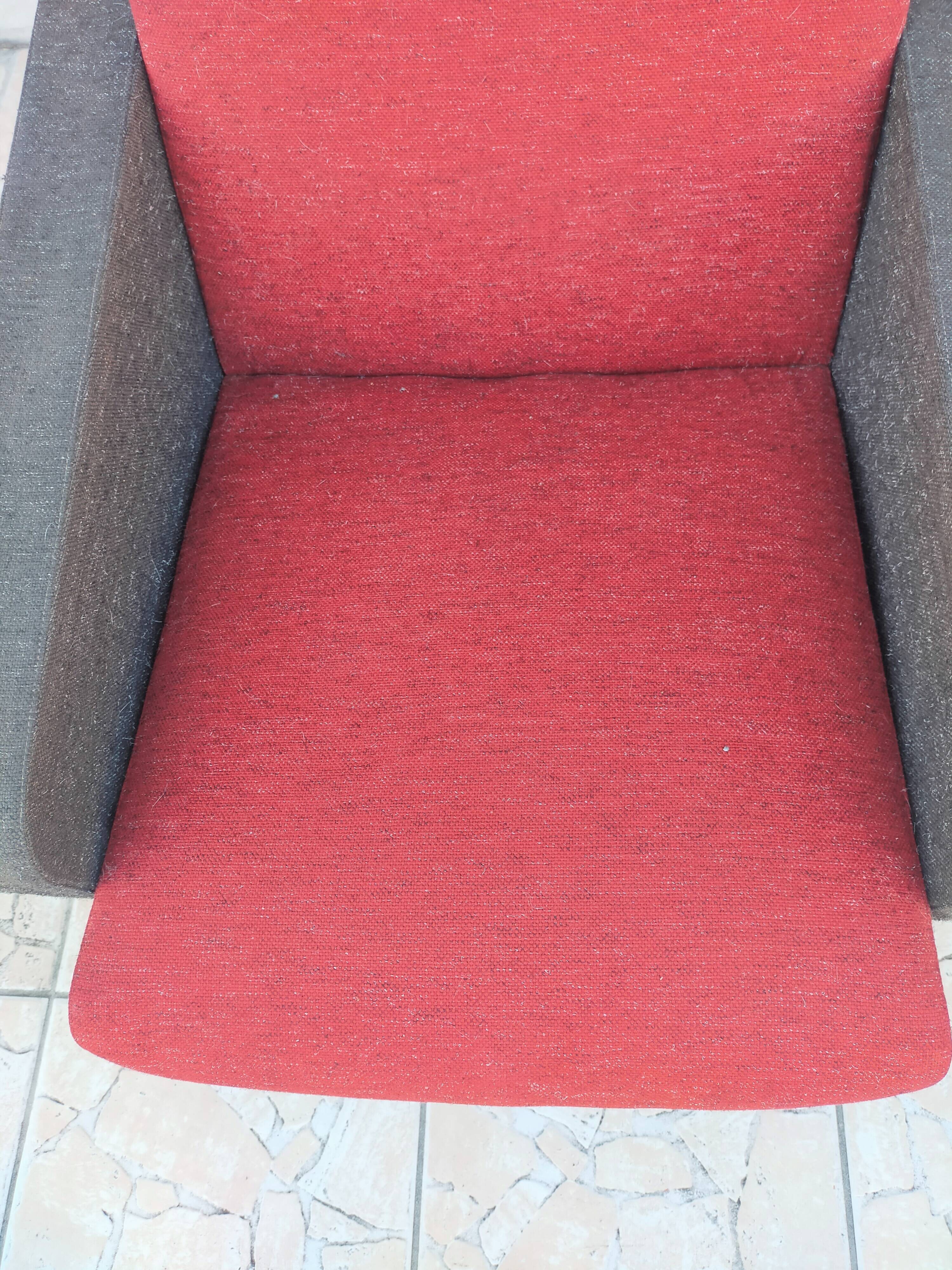 Fauteuil vintage rouge et noir 1960