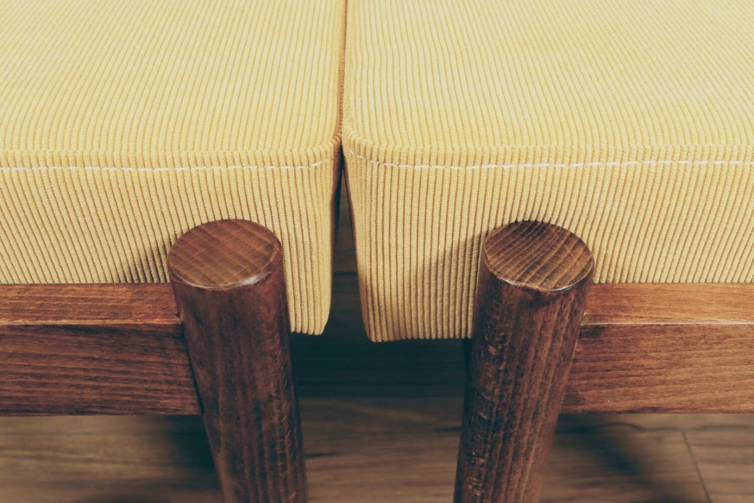 Vintage kids chairs retro yellow corduroy Scandinavian design 