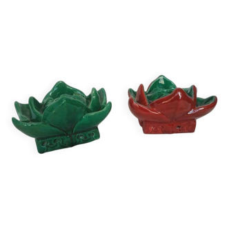 Pair of ceramic candle holders